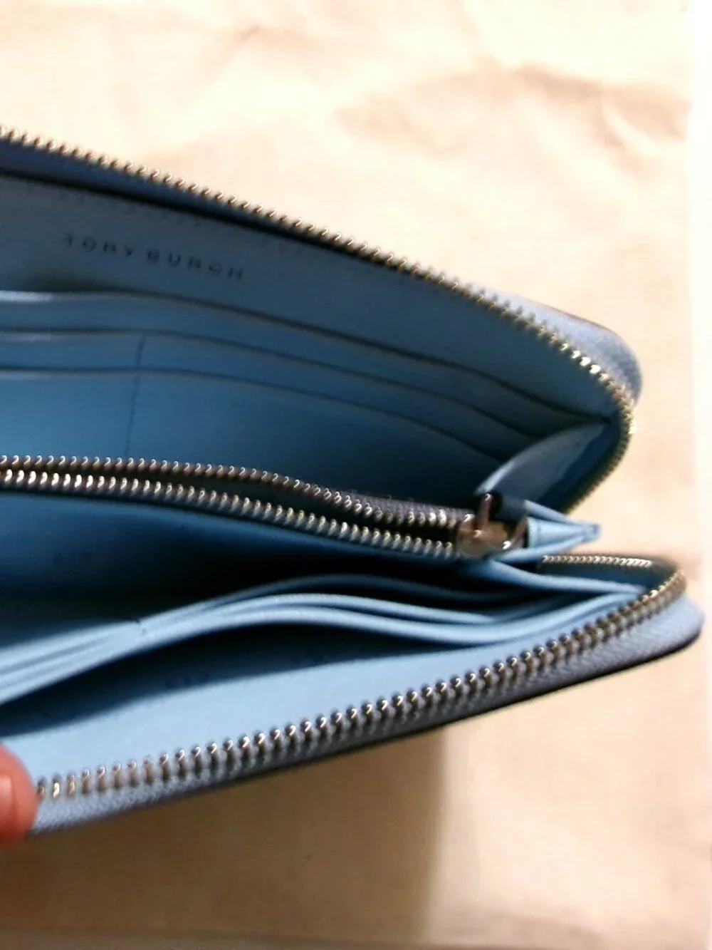 TORY BURCH Blue Zip-Around Wallet  Excellent Condition